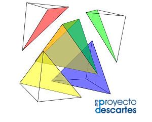 Descomposición de un cubo en cinco pirámides triangulares