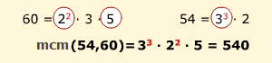 mcm(54,60)=540