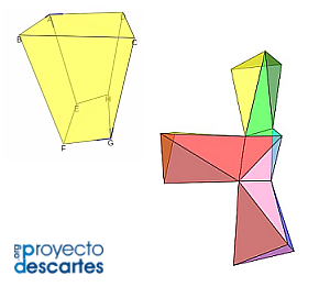 Partición de un hexaedro convexo de caras cuadriláteras en pirámides de base cuadrilátera. Caso general.