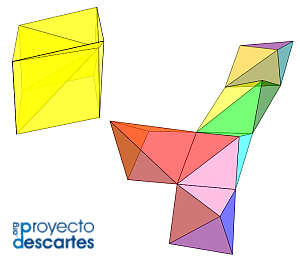 Partición de un paralelepípedo en pirámides de base cuadrilátera. Caso general.