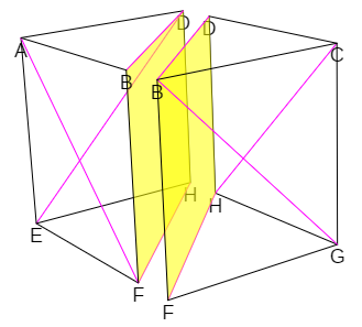 Descomposición cubo en dos prismas triangulares