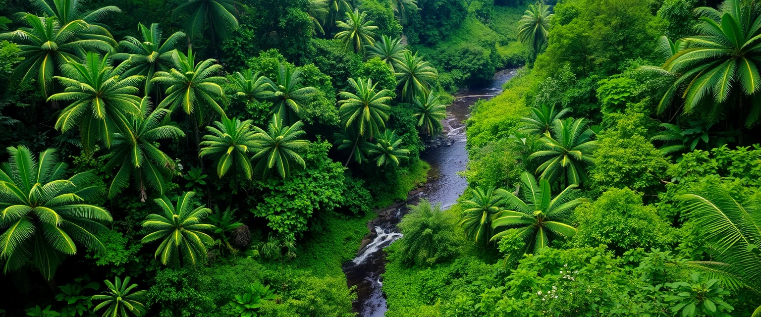 Región Pacífica: selva tropical con río y vegetación exuberante