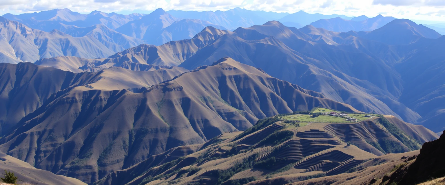 Región Andina: paisaje montañoso con cultivos en terrazas