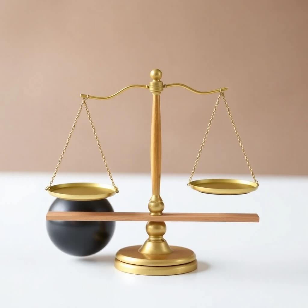 Una balanza que representa el equilibrio entre las capacidades de IA y los valores éticos, enfatizando la importancia de la alineación.