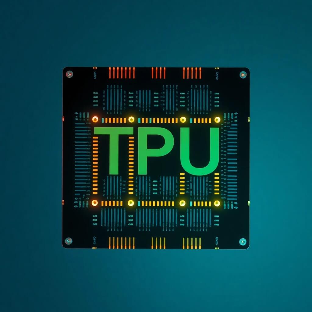 Una imagen de un chip Google TPU, enfatizando su arquitectura especializada para aprendizaje automático.