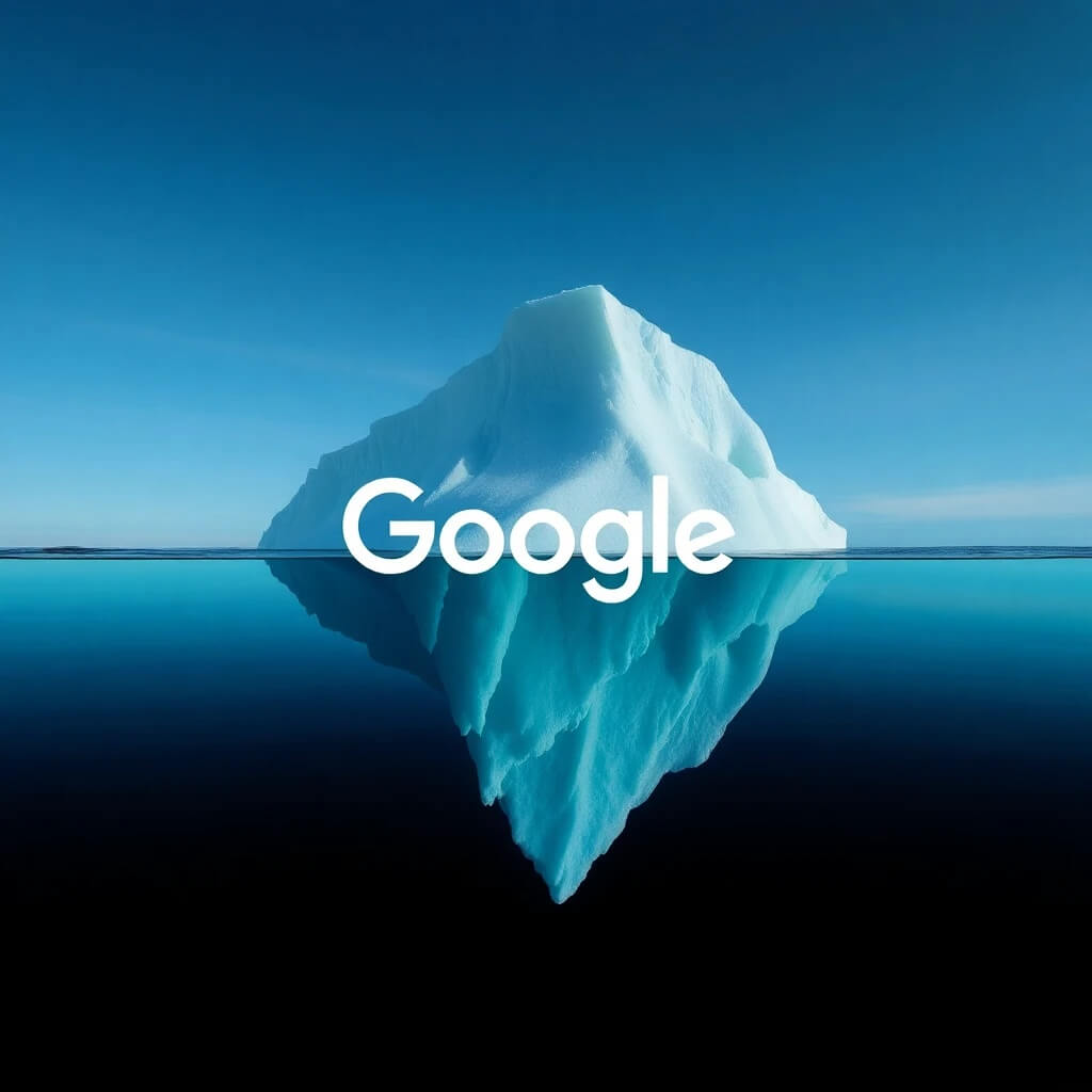 Una imagen del logotipo de Google Gemma junto a la imagen de un iceberg.