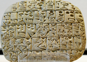 Tablilla de arcilla con escritura cuneiforme