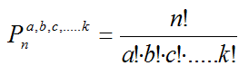 Fórmula permutación con repetición