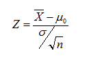 Fórmula del estadístico de contraste para una media condesviación típica conocida