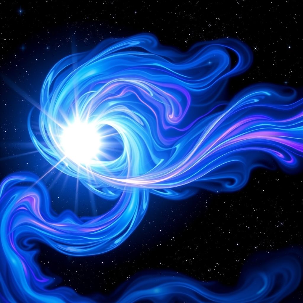 Una representación artística de ondas de Alfvén propagándose a través de un plasma magnetizado en el espacio.