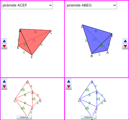 Partición de un prisma triangular oblicuo procedente de un ortoedro en pirámides triangulares. Desarrollos caso 2.