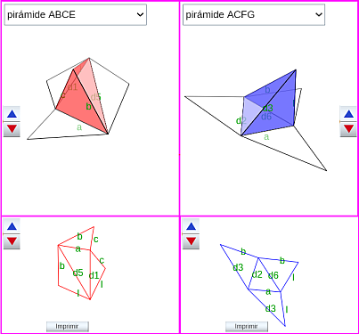 Partición de un prisma triangular oblicuo procedente de un romboiedro en pirámides triangulares. Desarrollos.