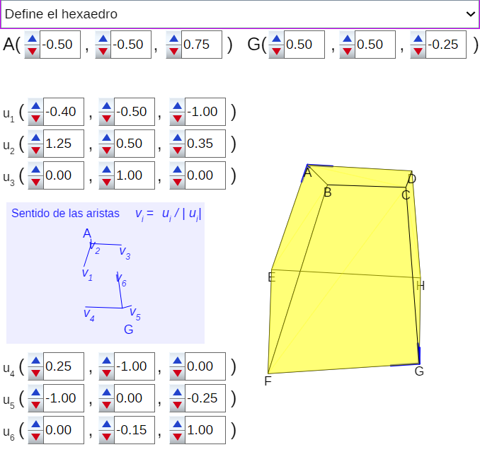 definición de un Hexaedro convexo {4,4,4,4,4,4}