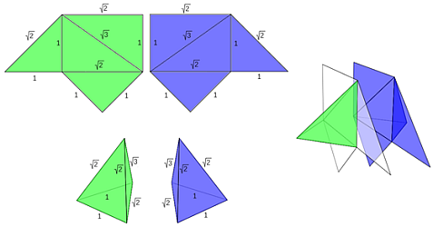 Pirámide triangular tipo Y y desarrollo plano de la misma
