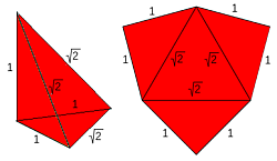 Pirámide triangular tipo Y y desarrollo plano de la misma