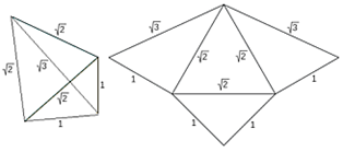 Pirámide triangular tipo Z y desarrollo plano de la misma