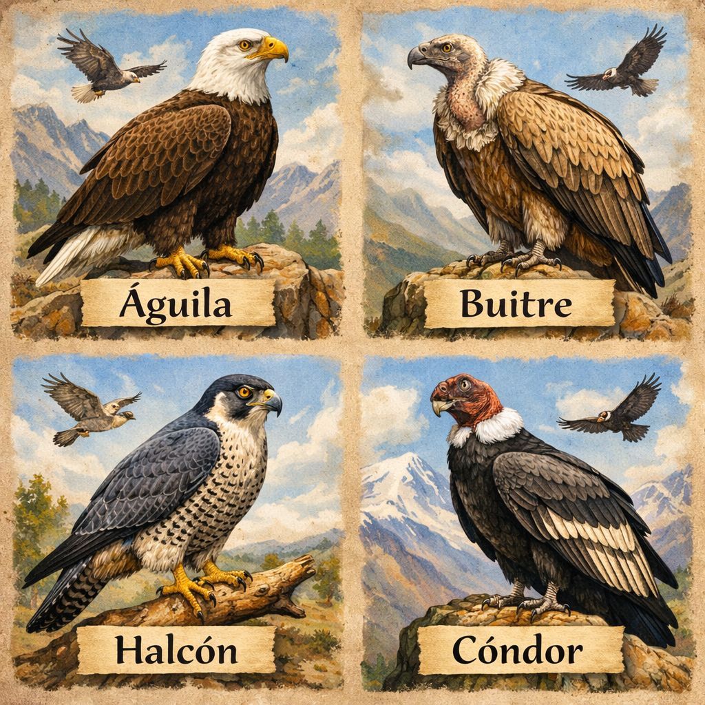 Rapaces diurnas, águilas, halcones, buitres y cóndores