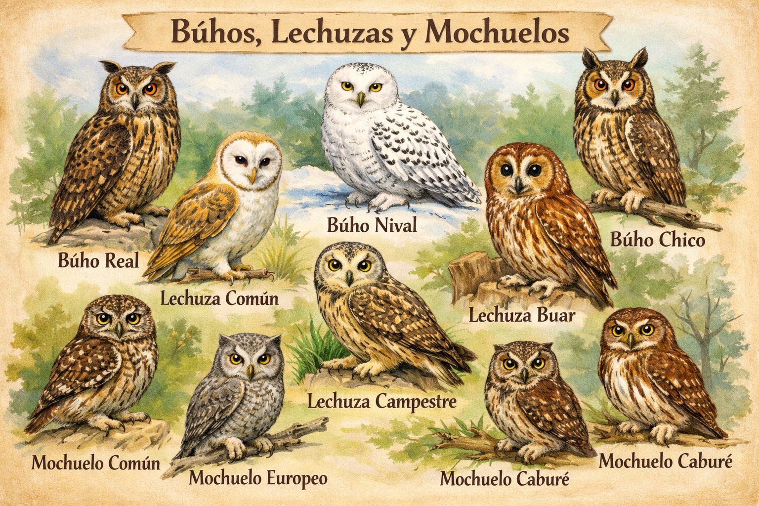 Rapaces nocturnas, buhos y lechuzas