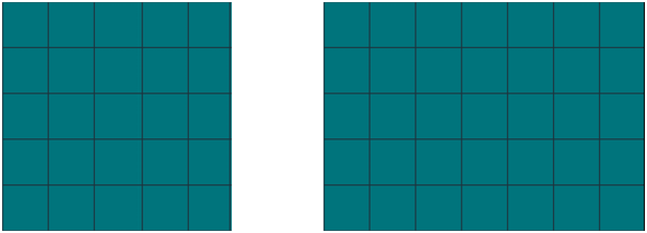 2 rectángulos  de 5x5 y 5x7